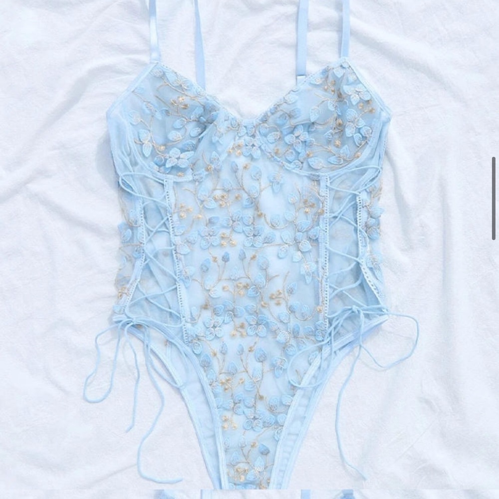 Beautiful light blue floral lingerie!